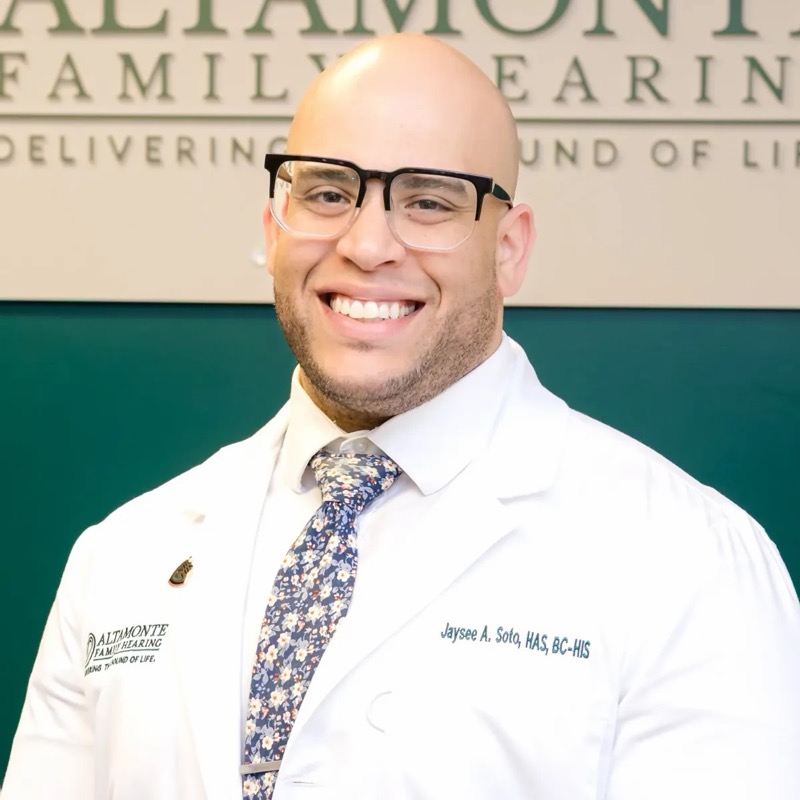 Jaysee Soto, hearing instrument specialist and owner of Altamonte Family Hearing, smiling in the office